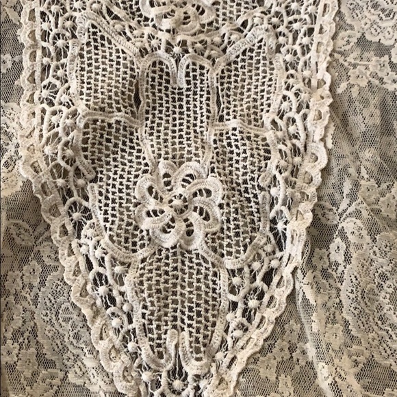 Cream Ivory Colored Sheer Lace Blouse / Top with Open Sides - Picture 2 of 9